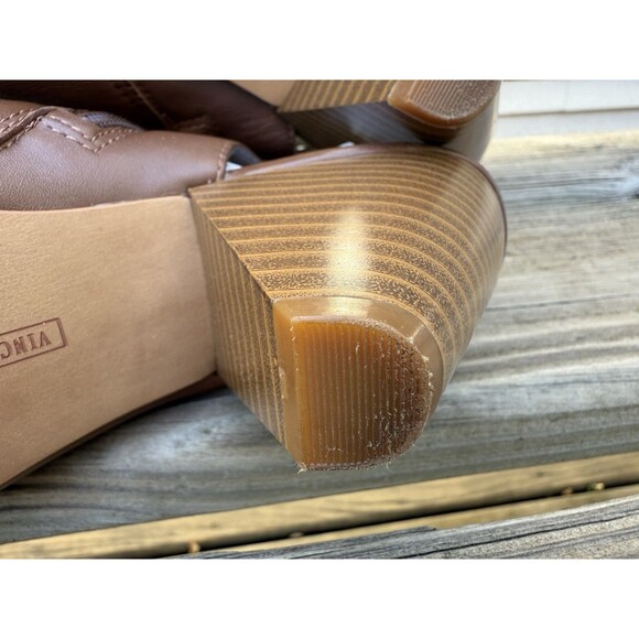 Vince Camuto Edia Tan Leather Studded Peep Toe Ankle Booties, 8W - Picture 11 of 16